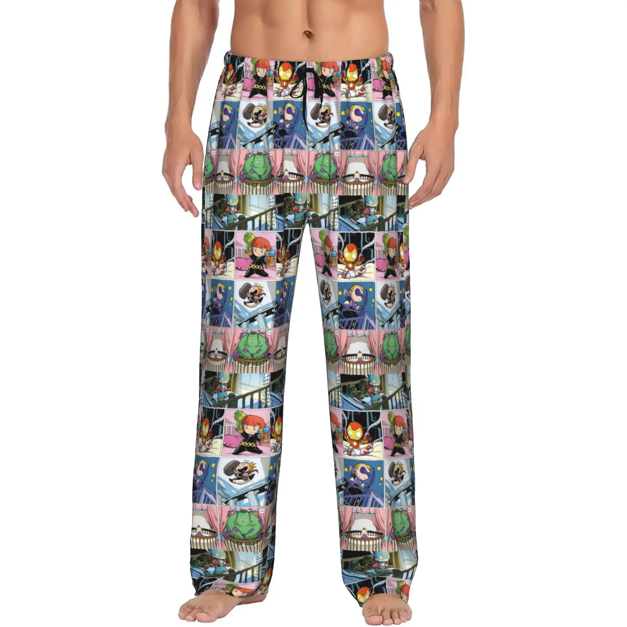 Pantaloni del Pigiama Personalizzati da Uomo con Stampa A-Avengers Comic, Pantaloni da Notte con Tasche