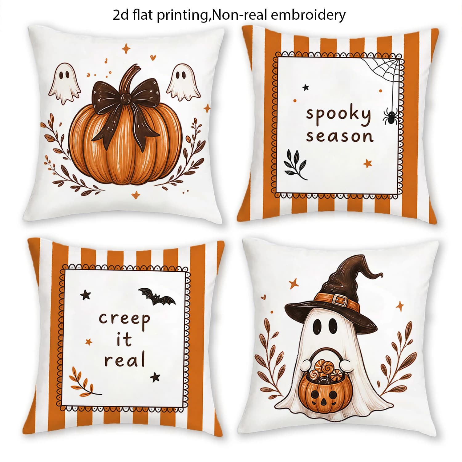 4PCS Fall Throw Pillow Covers, Watercolor Fox Pumpkin Mushroom Lantern Autumn Home Decorative Cushion Cases