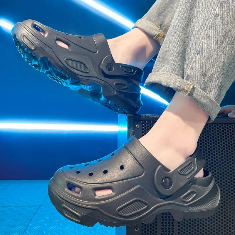 Moda Uomo Donna Sandali col tacco alto Comode scarpe morbide con rialzo Coppia Pantofole impermeabili antiscivolo in EVA per esterni