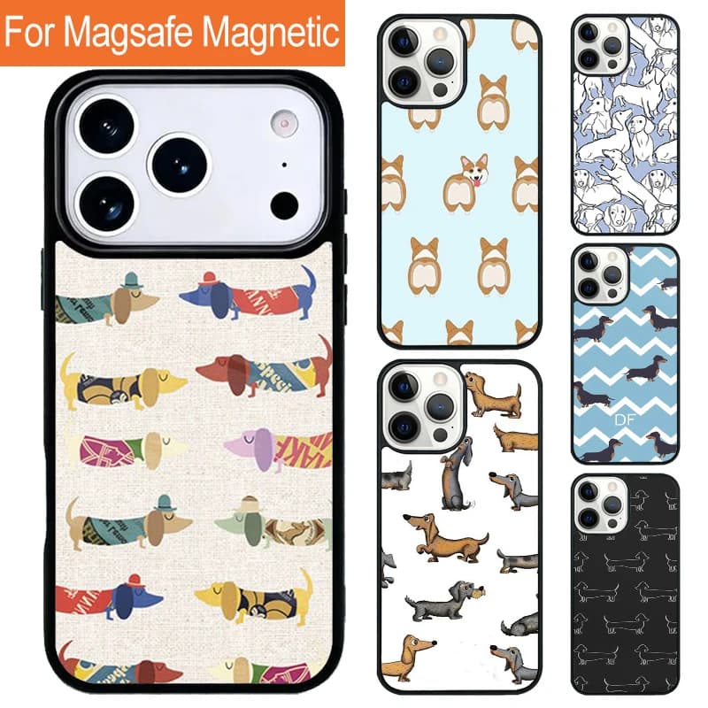 Custodia Magnetica Wireless per iPhone con Design Bassotto (Sausage Dog) - Compatibile con Magsafe per iPhone 17 Pro, 16, 15, 13, 12, 11 Pro Max, Air 14 Plus