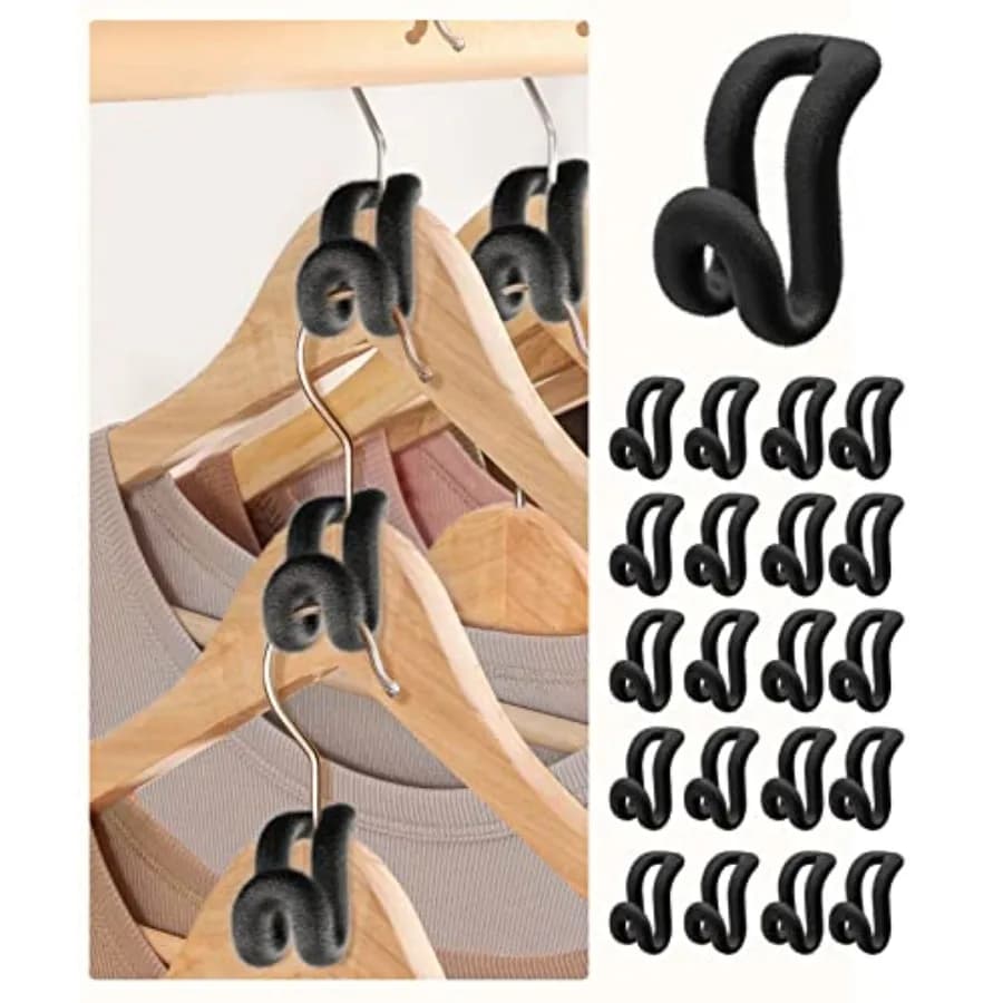 Velvet Clothes Hanger Connector Hooks[Non-Slip Velvet Coating Flocking] Hanger Hooks Space Saver Hanger Extender Hooks Hanger C