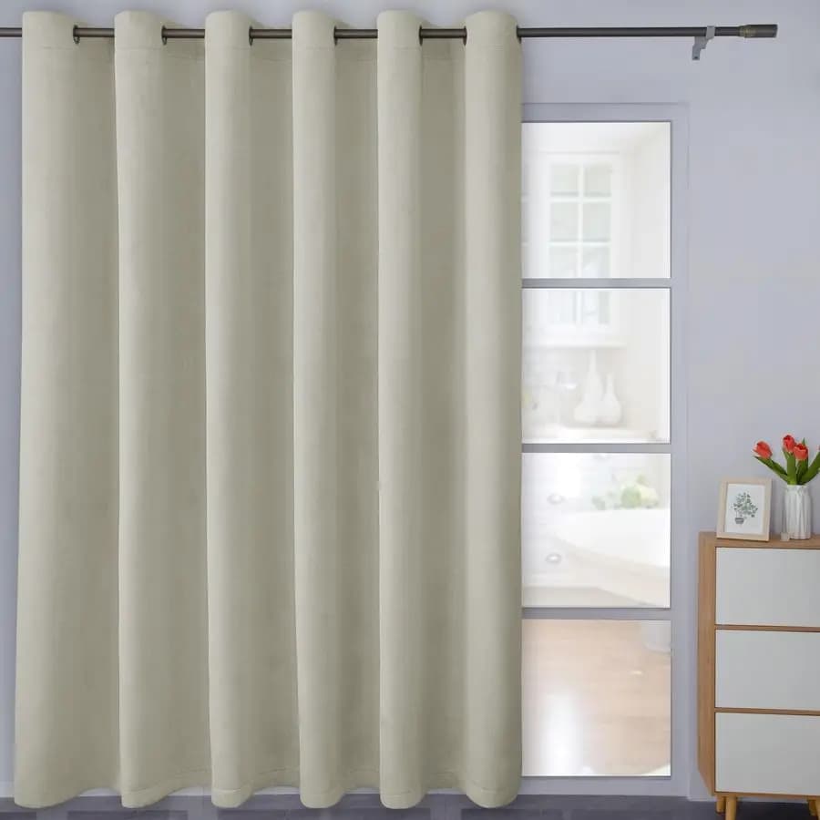 Tenda Oscurante con Texture di Lino 100x84 Pollici Extra Larga per Porta Scorrevole del Patio, Camera da Letto, Soggiorno, 1 Pannello, Beige