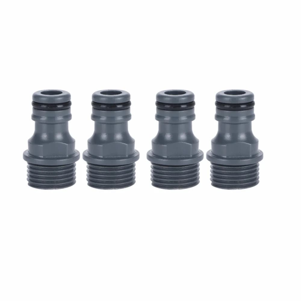 Connettore rapido per tubo da giardino con filettatura maschio G1/2, 4 pezzi, connettore rapido in plastica con filettatura maschio G1/2, nero grigio
