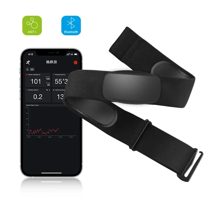 Fascia Cardiofrequenzimetro BLE5.0 ANT+ Impermeabile IP67 con Sensore di Frequenza Cardiaca