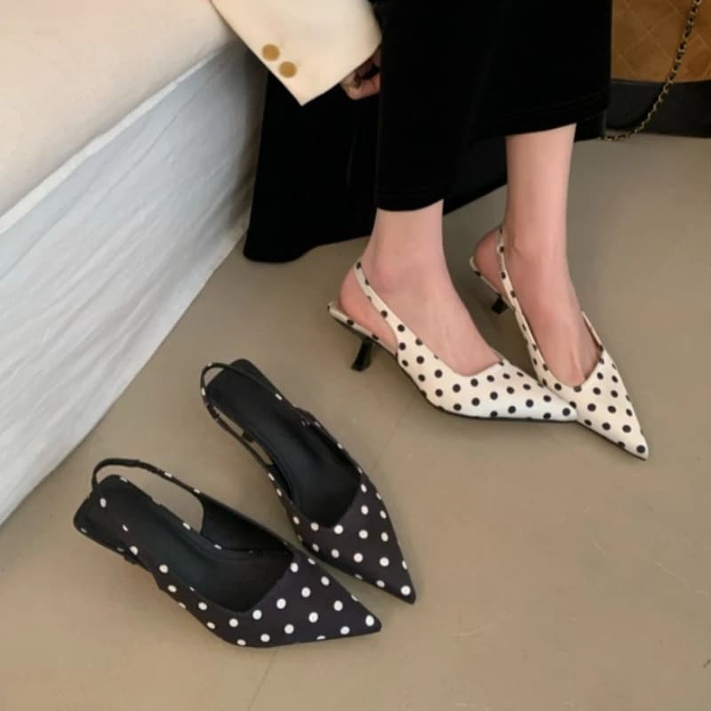 Sandali Estivi da Donna con Tacco Alto a Punta, Mules Eleganti con Pois, Scarpe da Banchetto e Striptease