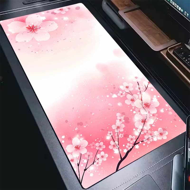 Tappetino da Scrivania con Motivo Fiori di Ciliegio, Tappetino per Mouse da Gaming in Gomma con Base Antiscivolo e Bordi Cuciti, Grande Tappetino per Mouse PC per Ufficio
