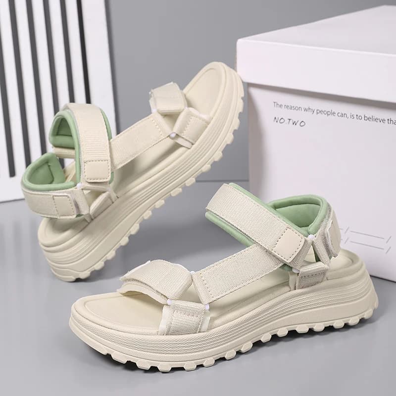 Women Platform Sandals Summer Velcro Adjustable Strap Open Toe Sport Sandals Non‑Slip Thick Sole Beach Casual Shoes