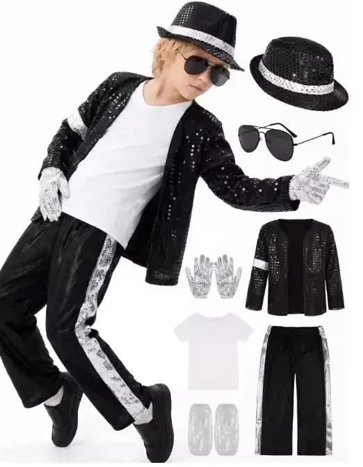Michael Jackson for Kids Clothes Cosplay Birthday Party Dance Performance Children's Costume Pop Star Boys Girls Dance Outfits