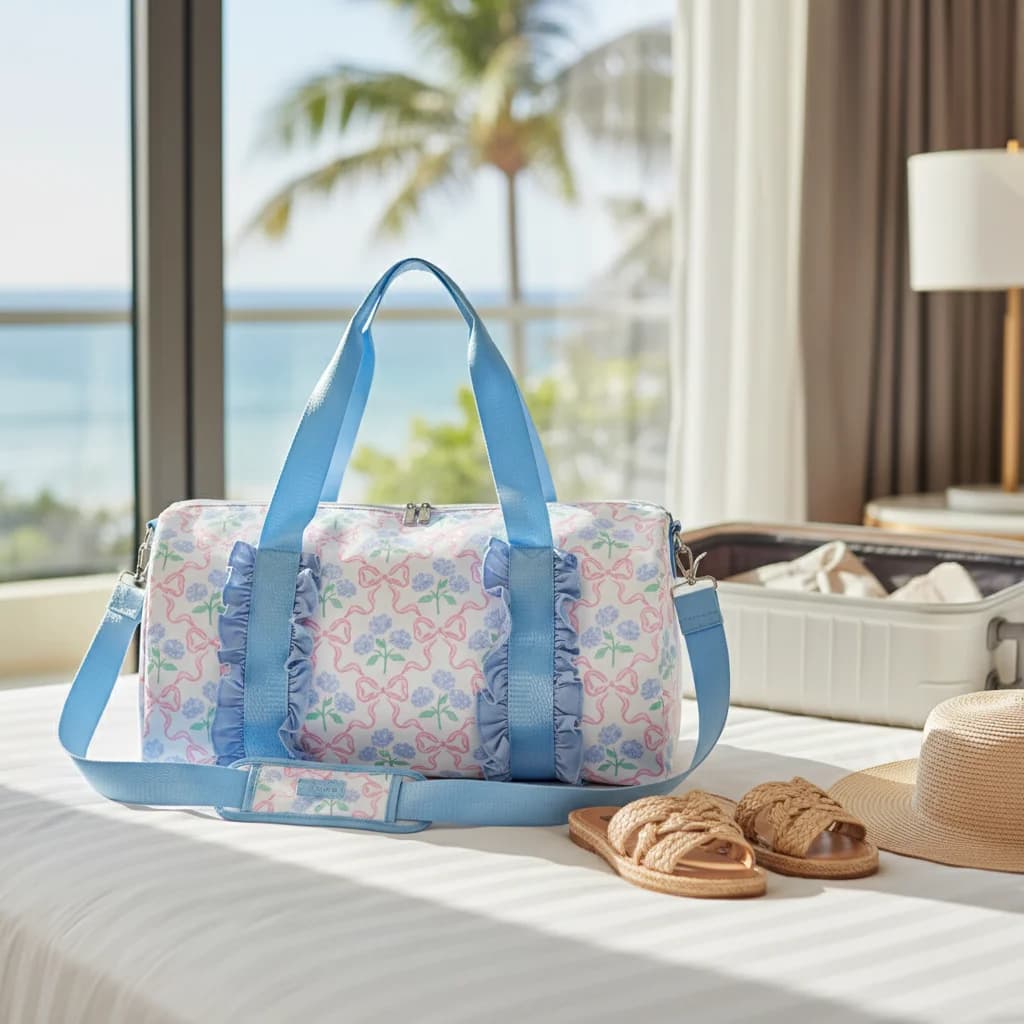 Borsa da Palestra Impermeabile da Donna con Stampa Floreale, Tracolla e Manico, per Viaggi e Lavoro