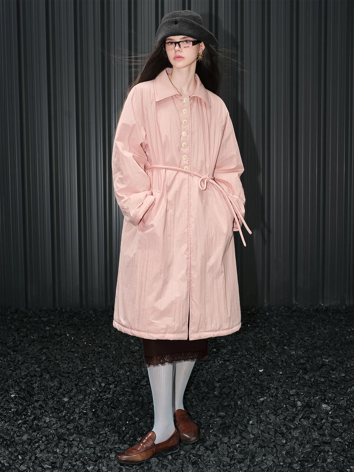 Elegante Giacca Rosa in Cotone a Mezza Lunghezza Stile Camicia, Moda Femminile Autunno Inverno, Nuovo Arrivo, Stile Street, Taglio Dritto