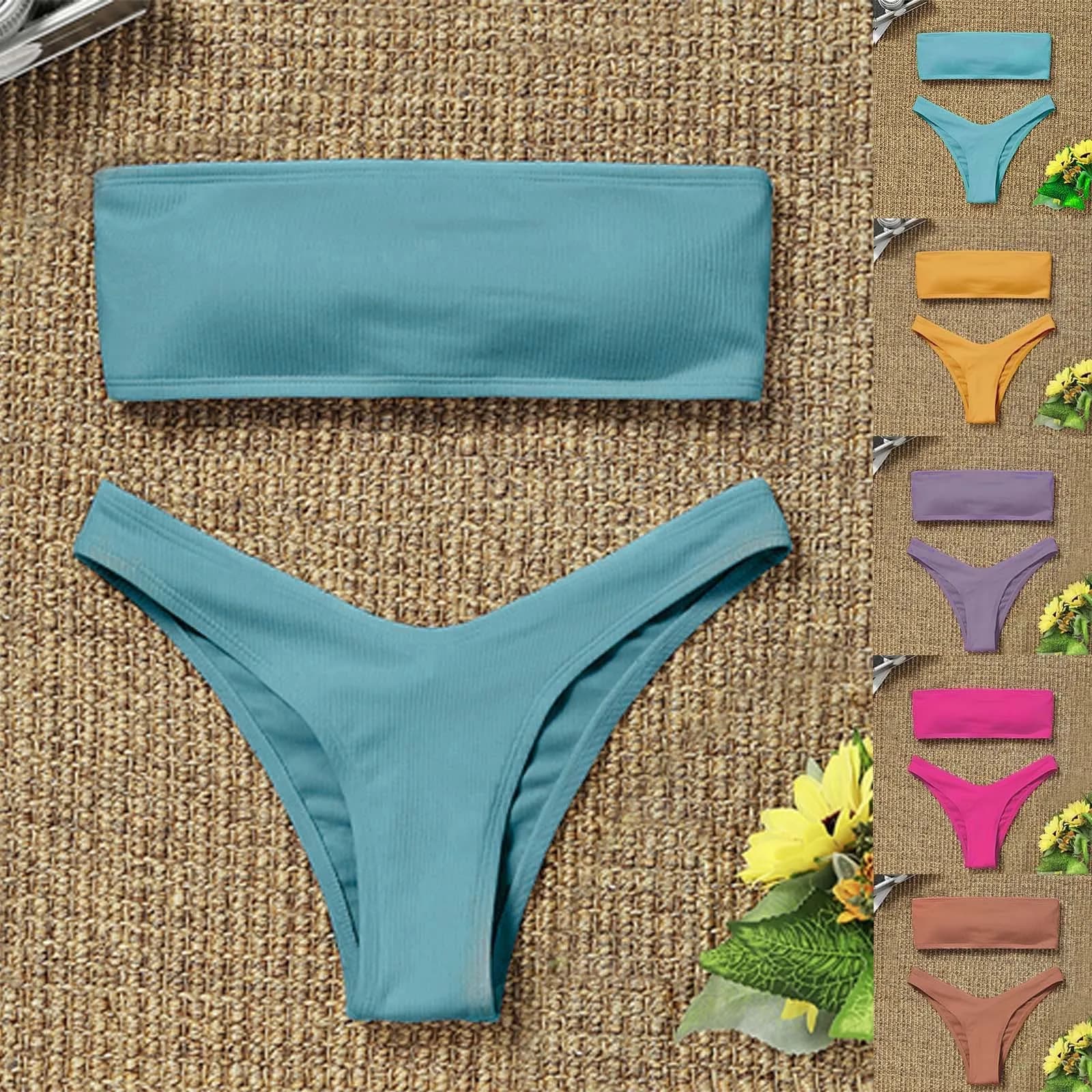 Bikini strutturato sexy 2024 costume da bagno a fascia costumi da bagno donna bikini push up set costume da bagno solido abbigliamento da spiaggia Biquini femminile