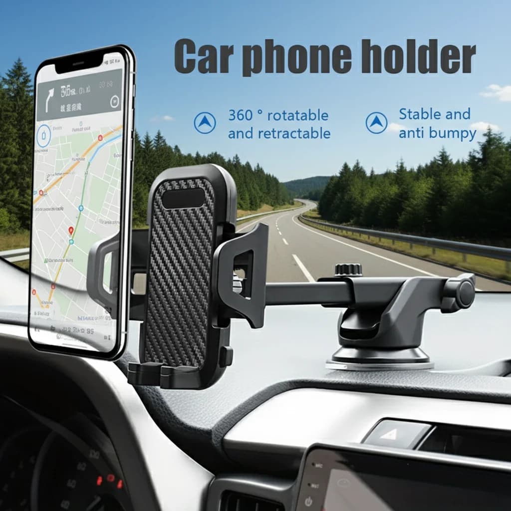 Car Phone Holder 360° Adjustable Windshield Dashboard Mobile Mount for All Smartphones