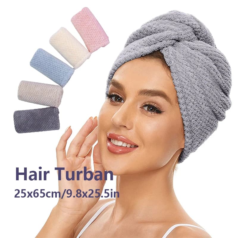 Solid color hair towel Head towel Head towel 9.8 "X 25.5" Absorbent hair towel for tanned women
