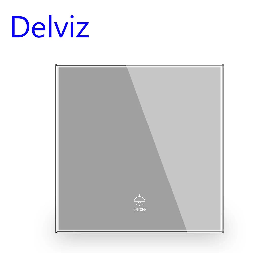 Interruttore della luce da parete Delviz 16A, pannello in cristallo grigio, controller dell'interruttore a pulsante della lampada, interruttore di alimentazione standard UK da 1 banda a 2 vie