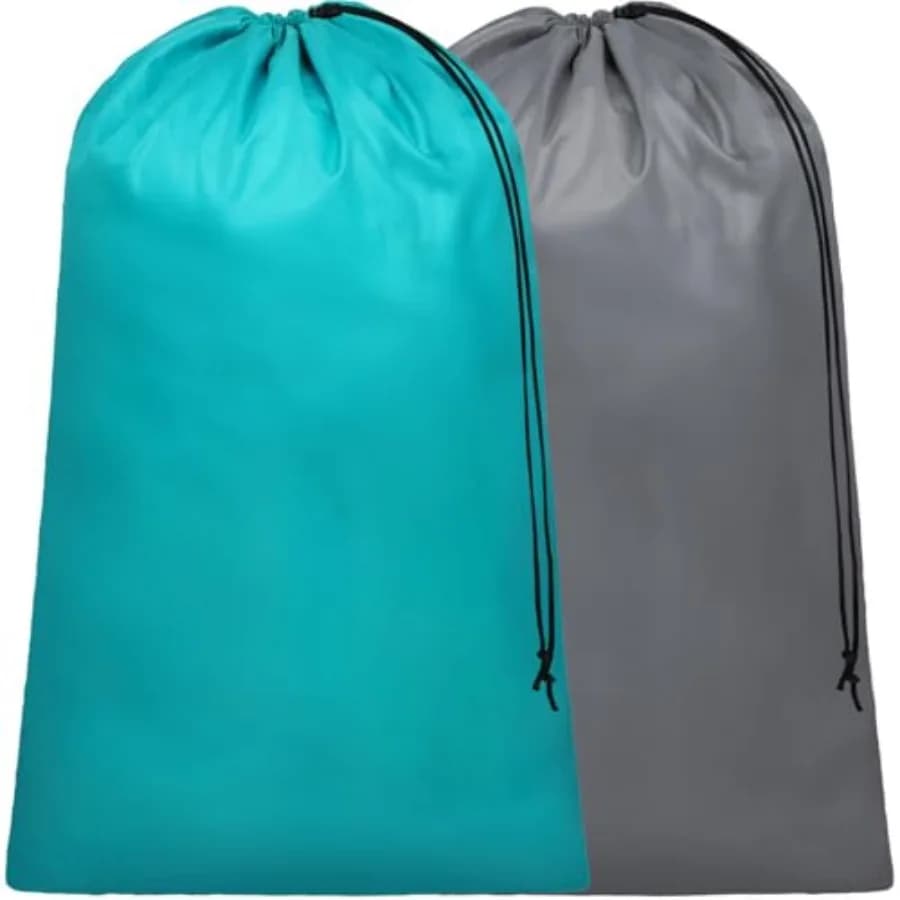 Travel Laundry Bags 2 Pack - Dirty Clothes Travel Bag for Cruise, 24x36 in Holds 4 Loads of Laundry, Drawstring Closure, Machin