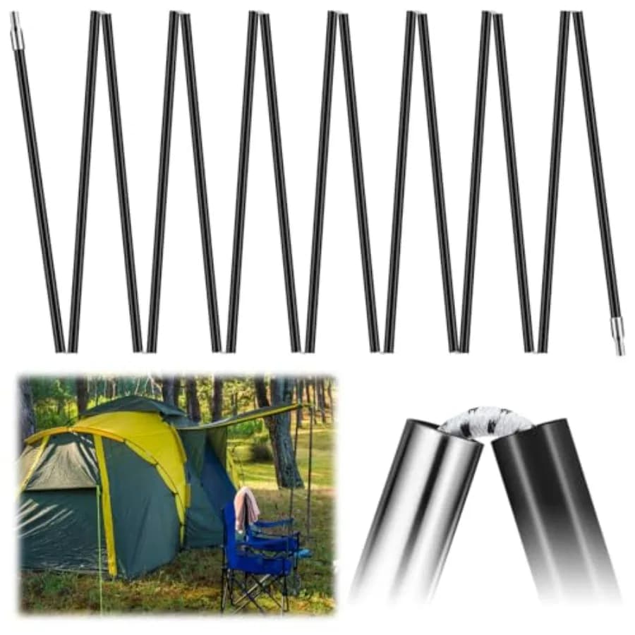 Pali per Tenda in Fibra di Vetro di Ricambio, Preassemblati, Neri, Parti di Ricambio per Tende da Campeggio, per Escursionismo, Campeggio e Backpacking