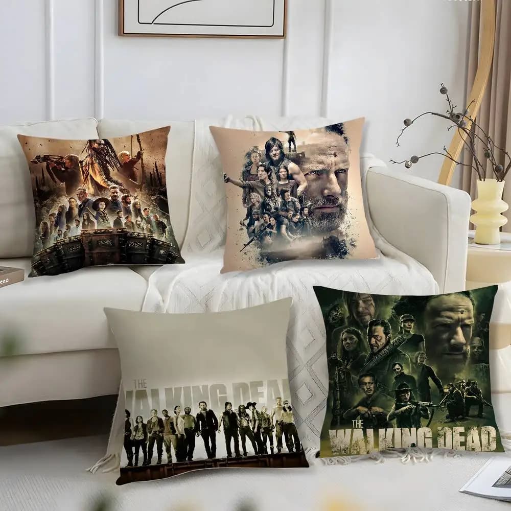 The W-walking dead Pillow Case Short Plush Print Cushion Cover Square Throw Pillow Covers Sofa Home Decor