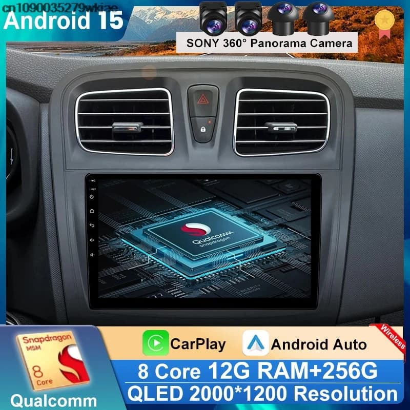 Andoird 15 Autoradio Per Renault Logan 2 Sandero 2 2012 - 2022 DVD Viedo Lettore Wireless Carplay Auto 4G LTE Multimediale GPS BT