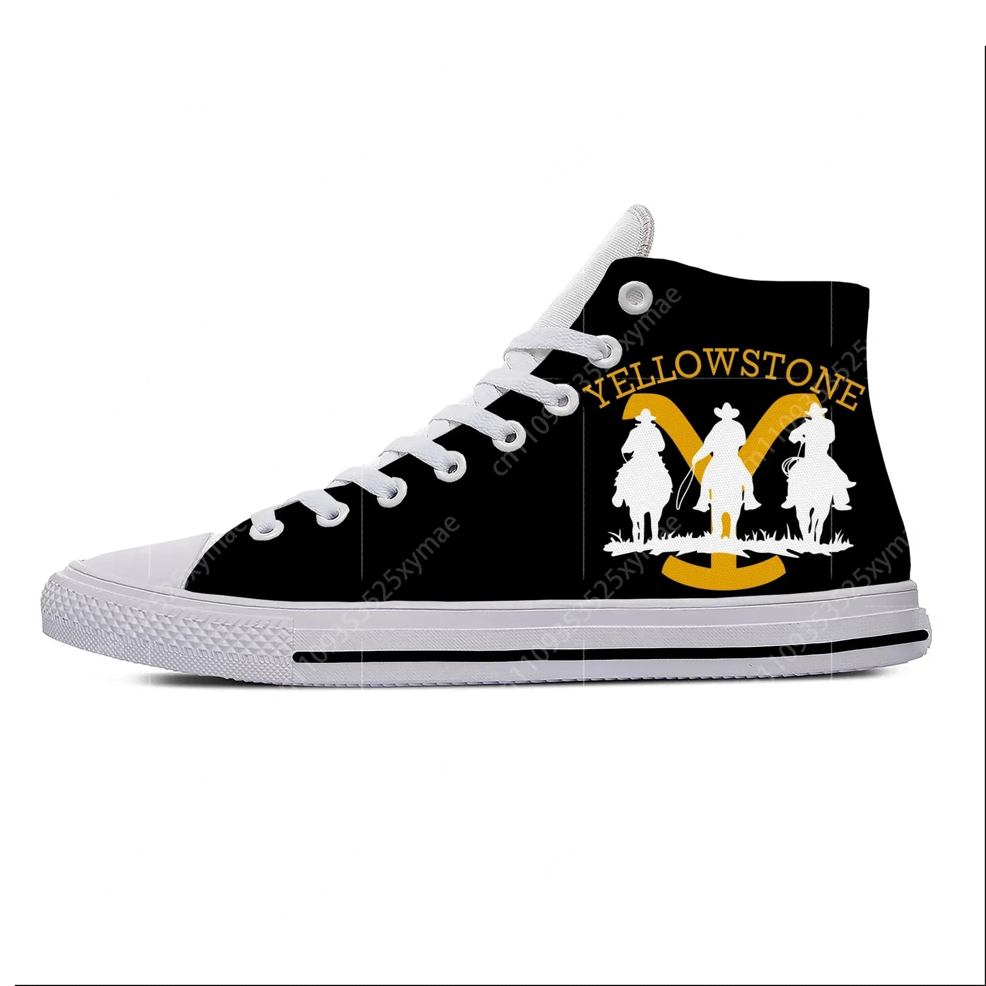 Scarpe da ginnastica alte Yellowstone da uomo, da donna, per adolescenti, scarpe casual in tela, scarpe da corsa con stampa 3D, scarpe leggere e traspiranti, bianche
