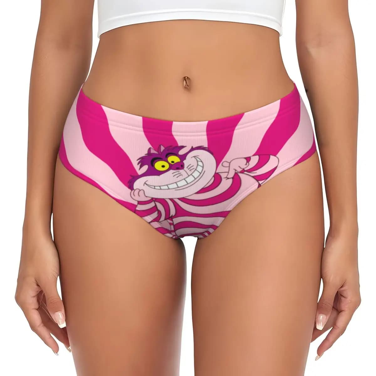 Women's Custom Mutandines Alice in Wonderland with Cheshire Cat, Women's Soft Slip