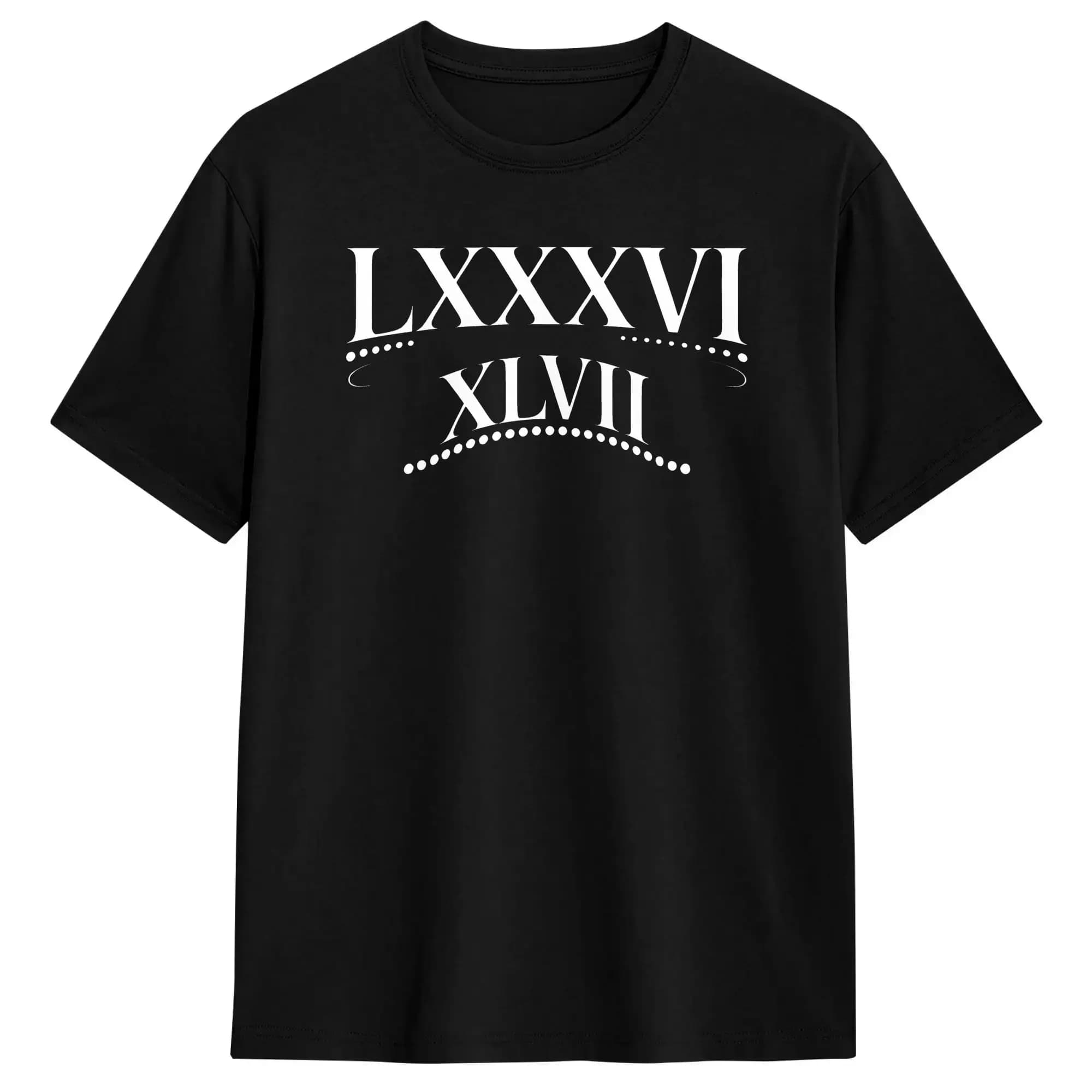 T-shirt da uomo 86 47 Numeri romani LXXXVI XLVII 8647 T-shirt popolare estiva Y2K Casual 100% cotone Abbigliamento regalo