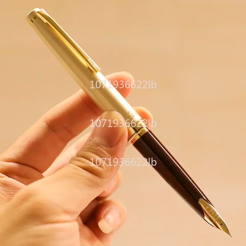 Genius Pilot Elite 95s Penna in oro 14k EF/F/M Pennino Versione limitata Penna stilografica tascabile Champagne Oro/Nero Regalo di scrittura perfetto