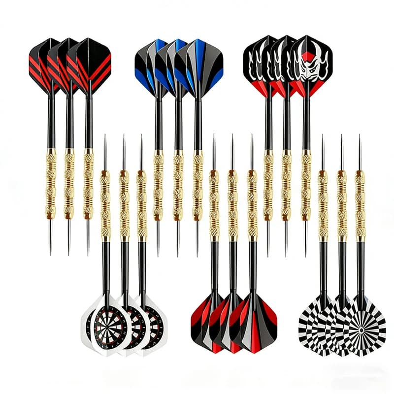 18 Pcs Of 14g Iron Plated Copper Dart Needle Black Plastic Rod With 6 Kinds Of Dart Wings Entertainment Game