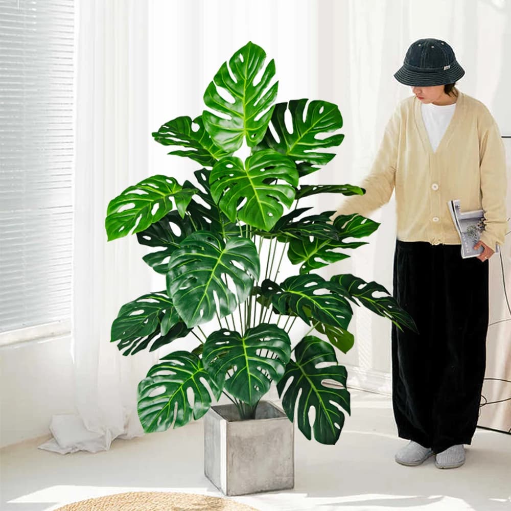 70-100 cm Tree Artificial Monstera Fake palm plants Plastic turtle leaves Tropical landscape plants for home garden decoration