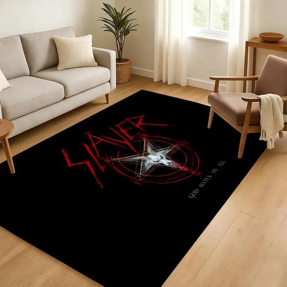 Rock Band S-Slayer rug, soft and thick, non-slip, for living room, home decorations, flannel carpets