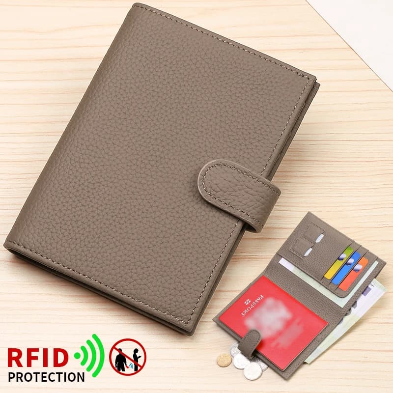 GERUOLA Men's Full-Grain Leather Ultra-Thin Passport Wallet with Passport Holder, Credit Card Slots, and Zippered Coin Pocket