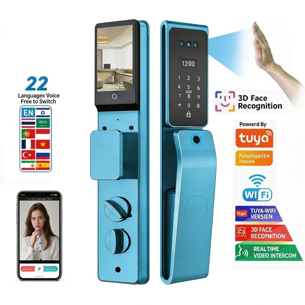 Hot Sale Tuya Automatic Biometric Lock Rfid Ic Card Wifi App Combination Fingerprint Smart Door Lock With Camera