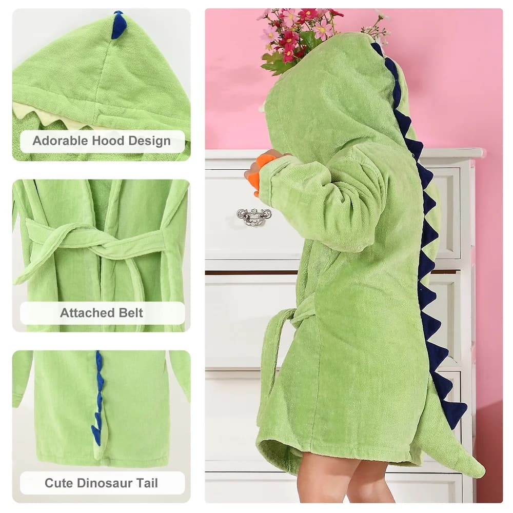 Children's Towel Children's Towel Animal Dinosaur bathrobe with hood soft cotton towel for children covered pyjamas for children winter