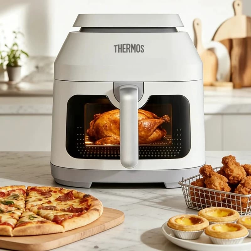 Friggitrice ad Aria Intelligente 6L con Finestra, Forno a Vapore Multifunzione per Casa, per Cuocere e Arrostire