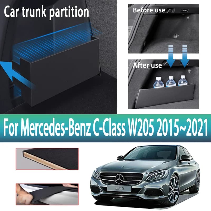 Divisorio laterale per bagagliaio per auto per Mercedes-Benz Classe C W205 2015 ~ 2021 Modificatio Parti Accessori per bagagliaio Strumenti di archiviazione