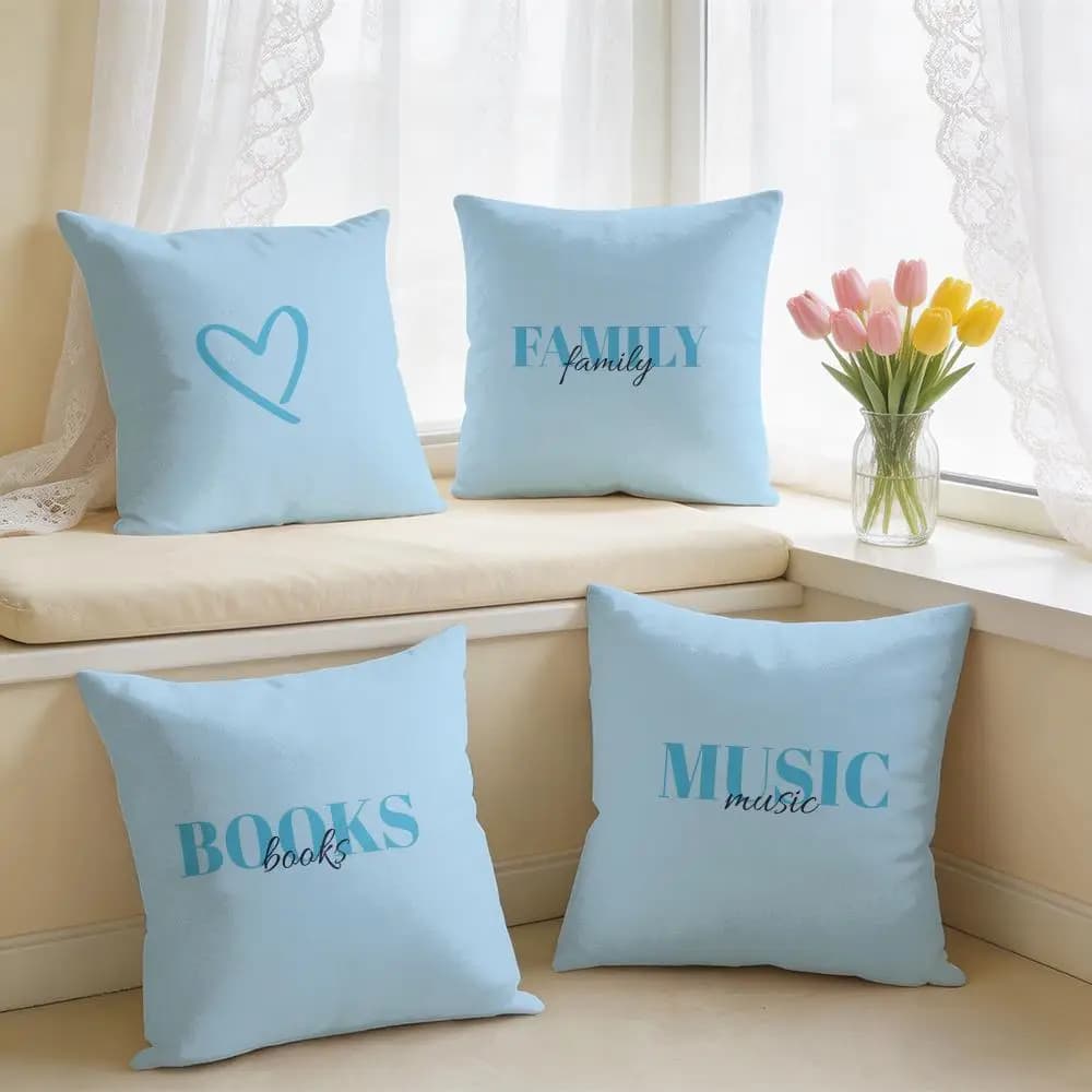 Simplicity Fashion Text Love Cushion Cover Square Short Plush Pillow Case Living Room Sofa Home Decor Funda 40X40