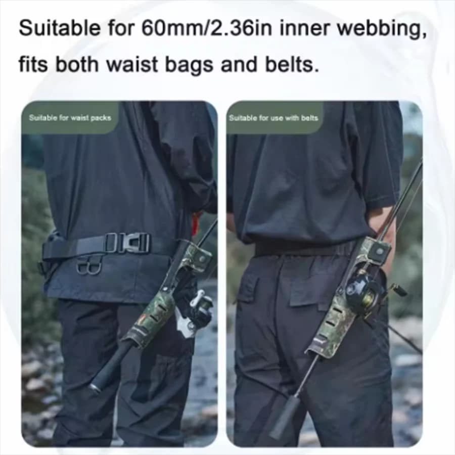 Portable Protective Clip for Fishing Cane with Quick Hook, Portable Belt for External Use and Cane Safety