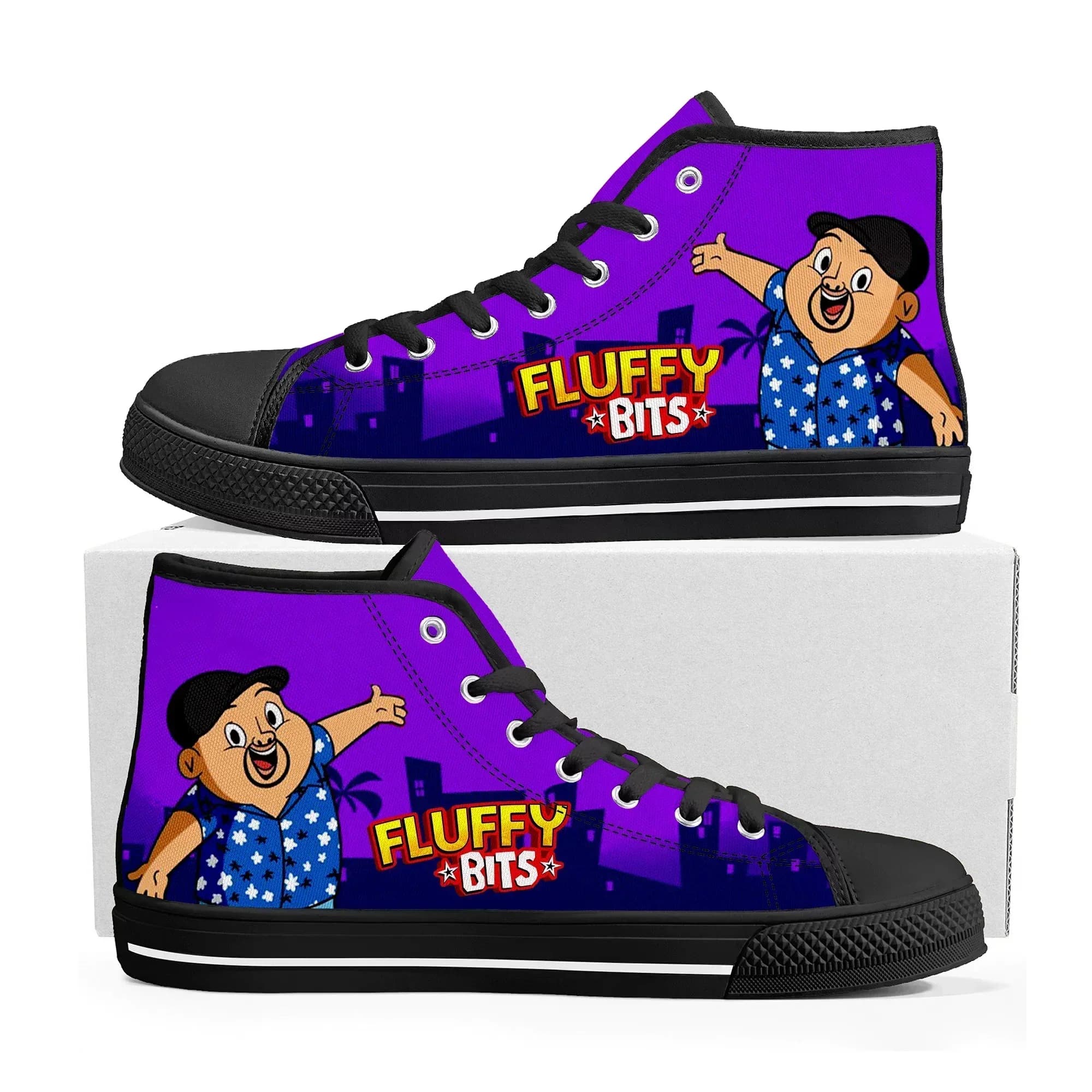 Fluffy Bits High Top Sneakers Men Women Teenager High Quality Canvas Sneaker Anime Cartoon Manga Comics Casual Custom Made Shoes