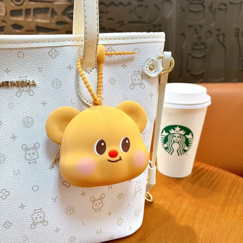 Portachiavi a Forma di Orsetto, Piccolo Ciondolo Cartoon, Borsa Portaoggetti, Accessori per Borse, Custodia per Auricolari, Portachiavi Kawaii con Cordino
