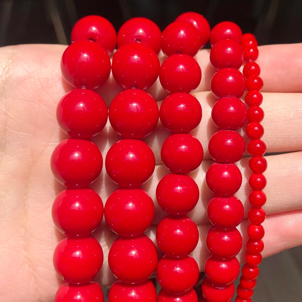 Wholesale natural stone beads, dark red coral, rounds, bulk, for jewelry creation, 4mm-12mm, choose the size, DIY bracelet, 15 inch