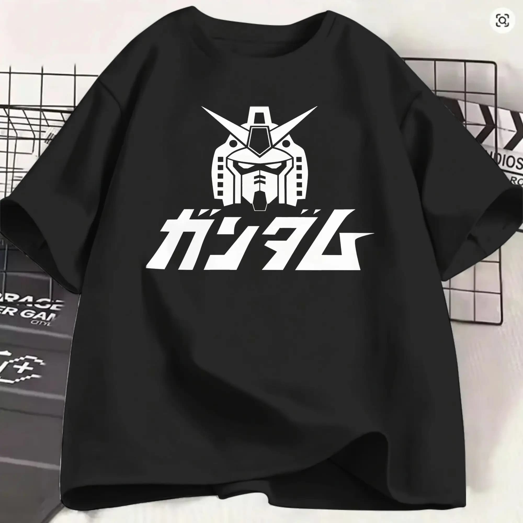 Divertenti magliette Gundam da uomo, magliette in cotone con collo rotondo, magliette a maniche corte, top estivi