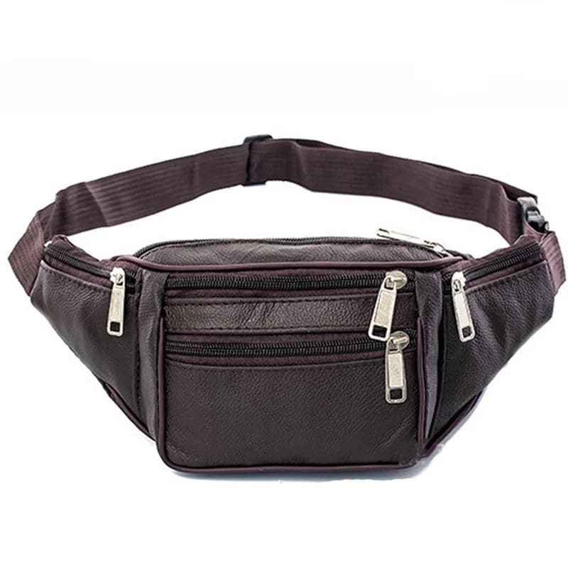 Men's Leather / Nylon Thin Waist Bag for Outdoor Sport Tactical Pauch Small Running Waist Bags for Money Shoulder