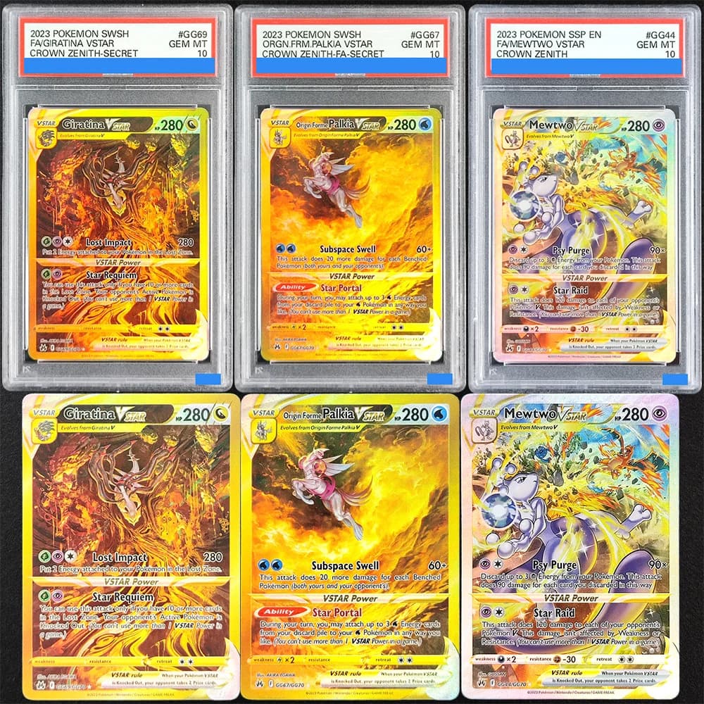 DIY PTCG English Origin Forme Palkia Mewtwo Giratina Dialga Arceus VSTAR Grade 10 Collection Rating Card Toy for Gift