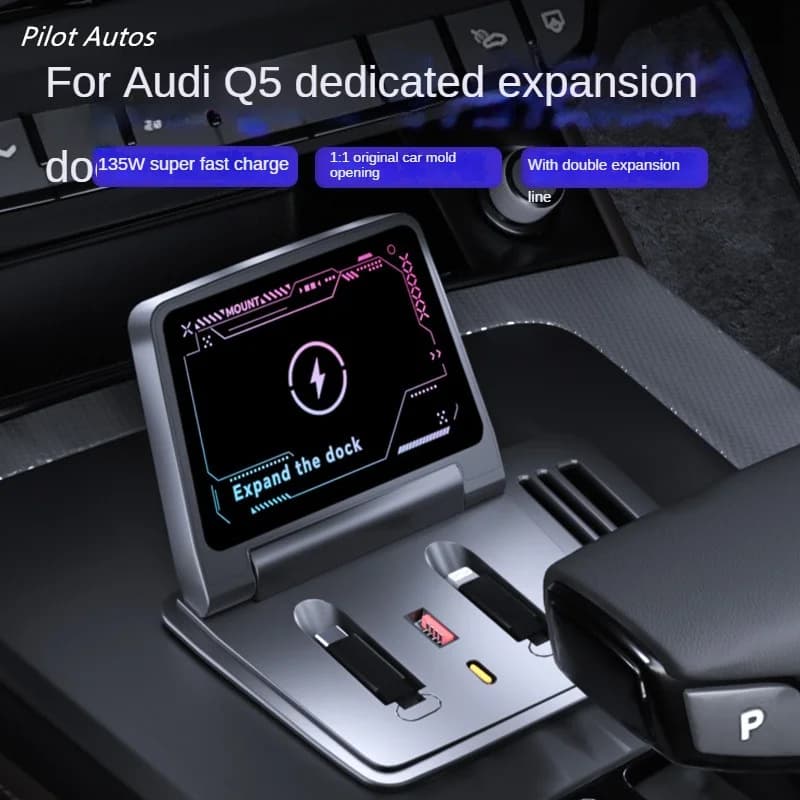 Stazione di Ricarica Rapida 135W per Auto Audi Q5 2021-2024, Adattatore USB per Accendisigari