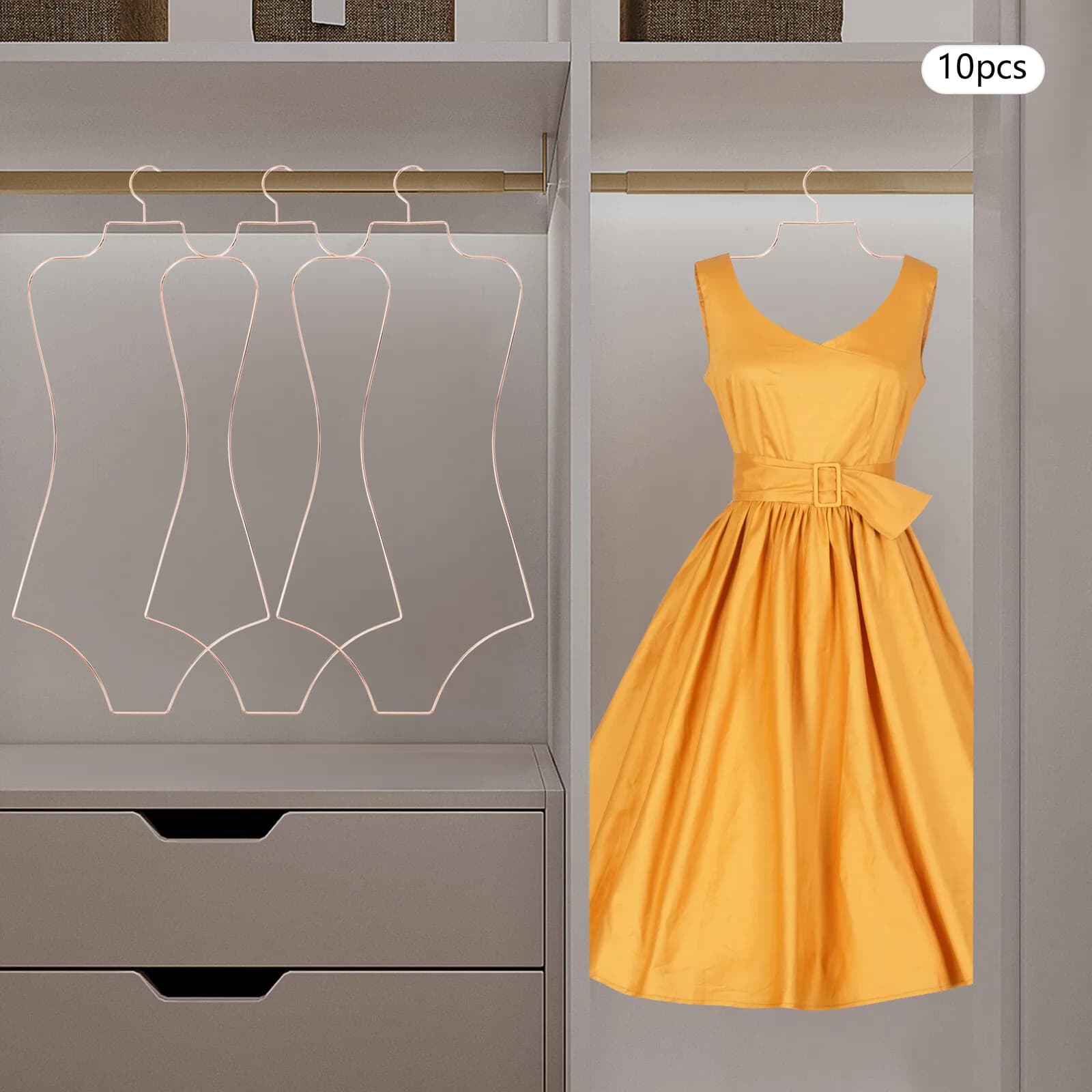 Grucce per costumi da bagno in oro rosa 10 pezzi, grucce per esposizione a forma di corpo per costumi da bagno, organizer per armadio per lingerie antiruggine elettrolitico