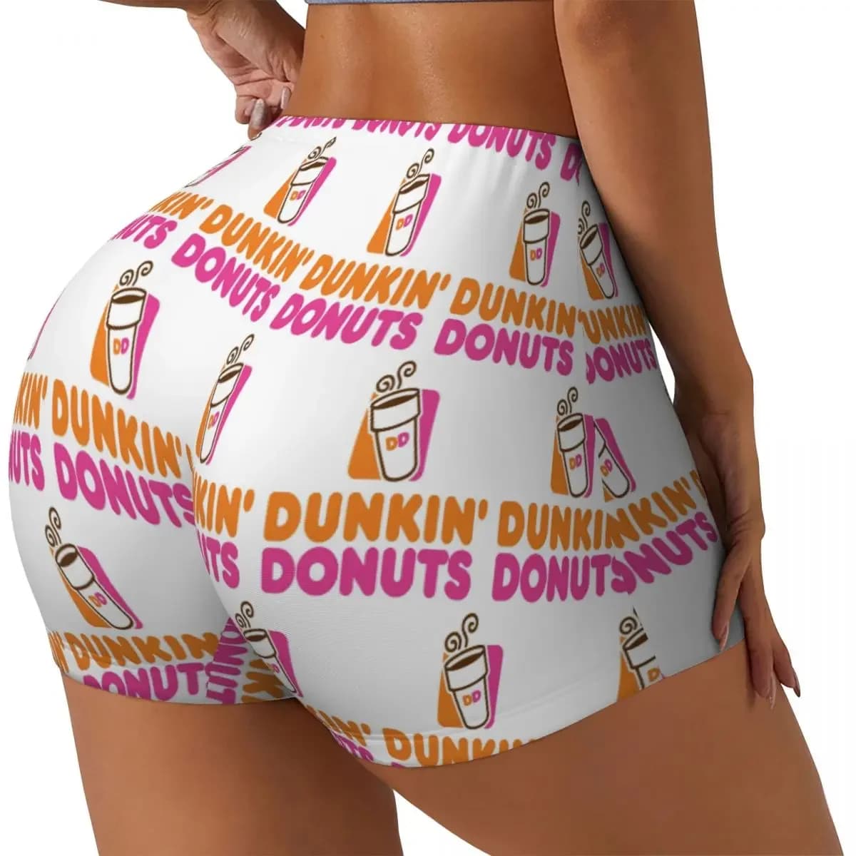 Custom Dunkin Donuts Women Gym Workout Running Shorts Athletic Volleyball Biker Yoga Shorts
