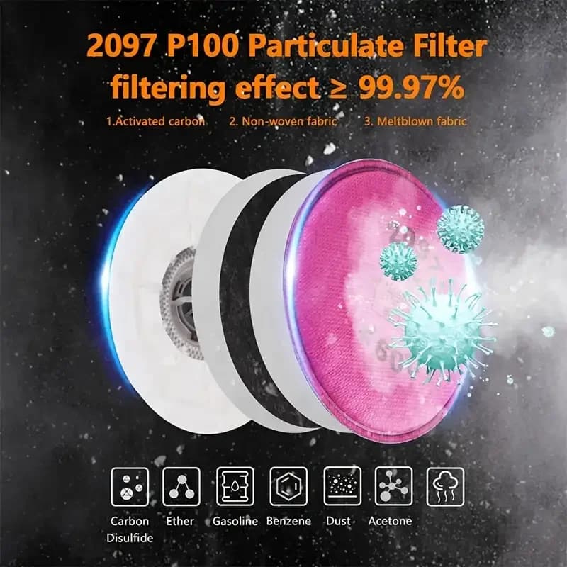 Half Face Reusable Breathing Mask with Filter 6200 2097 for Epoxy Powder, Paint, Organic Vapours, Wood Sawing and Processing