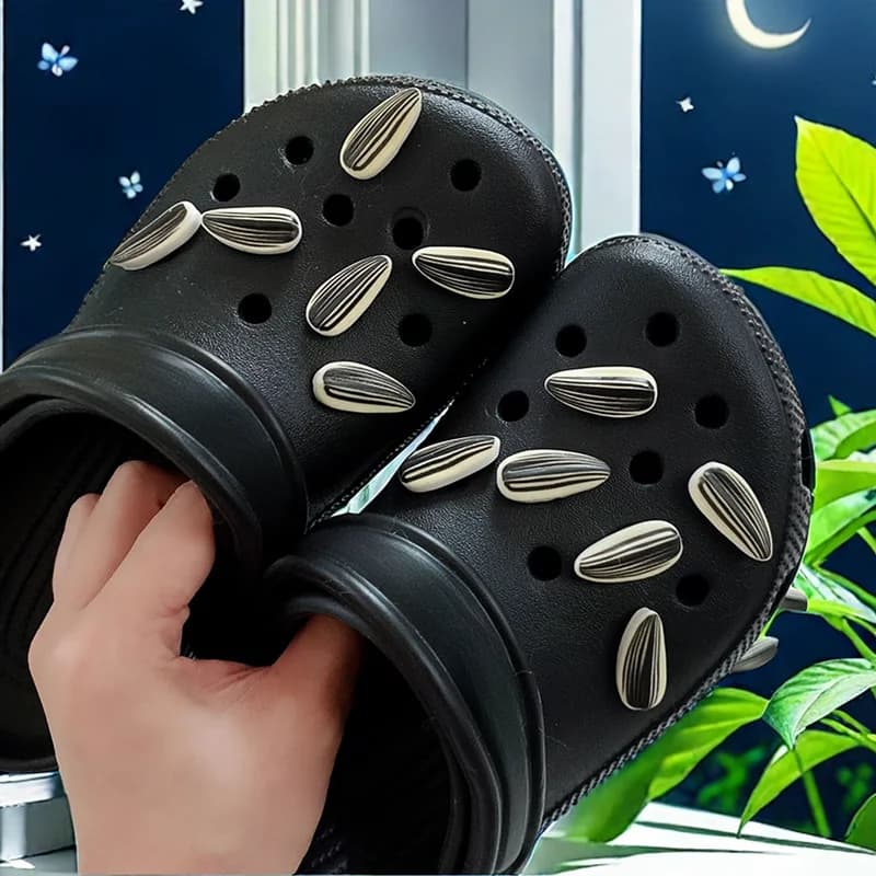 Hot Sales Shoe Charms Accessories DIY Creative Melon Seeds Sunflower Seed Shoe Flower Shoes On Decoration Detachable Accessories