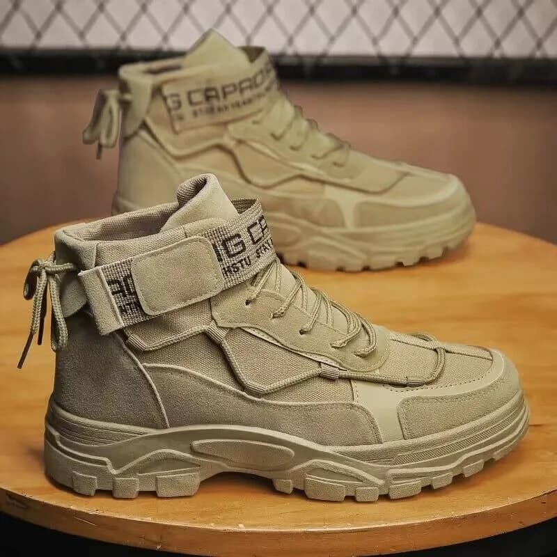 Stivali con plateau da uomo 2025Nuovi stivali alti Stivali di tela traspiranti Scarponi da trekking antiscivolo per esterni Stivaletti da uomo Bota Masculina
