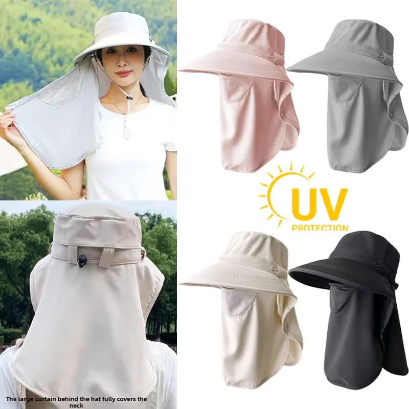 Cappelli Estivi con Maschera e Protezione per il Collo, Protezione UV, per Caccia, Pesca, Escursionismo e Campeggio, per Uomini e Donne