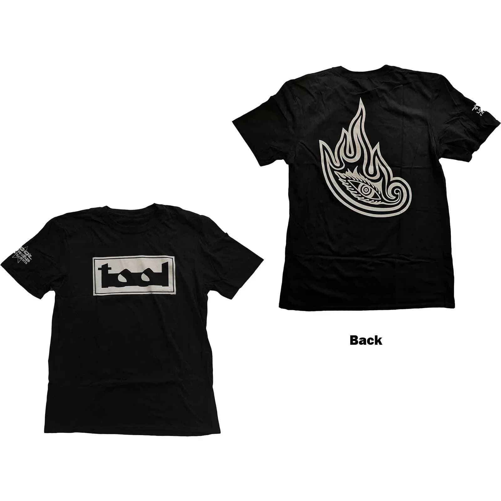 Tool Double Sided Eye Flame Print Cotton T-Shirt Progressive Metal Streetwear Unisex Crew Neck Short Sleeve Tee
